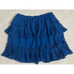 TCEC Women's Small Ruffle Skirt Mini Blue Lined Party Boutique NWT